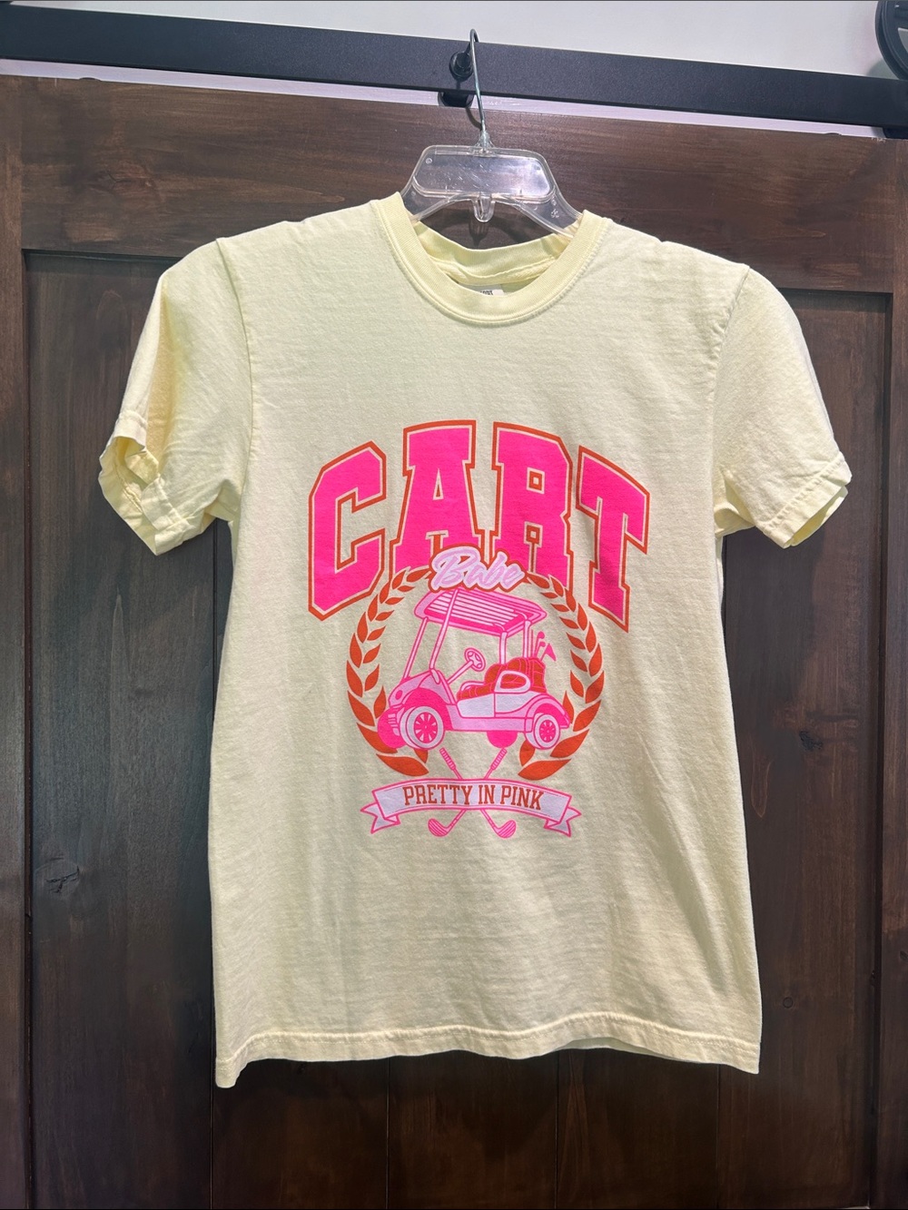 A42 NWOT "Cart Babe" Golf Graphic Tee - Butter Yellow -Sz Small -Comfort Colors